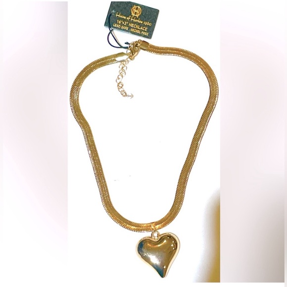 NWT ⚜️💛⚜️ House of Harlow 1960 golden tone heart pendant Necklace - Picture 9 of 14